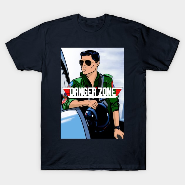 Danger Zone Top Gun Sterling Archer Mashup T-Shirt by Jamie Collins